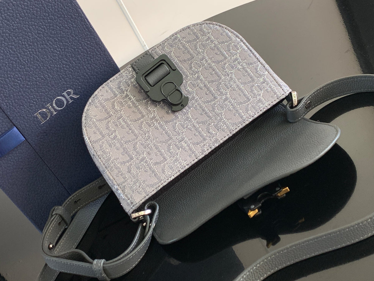 Клатч Dior Saddle з текстилю й натуральної шкіри, сірий — фото 7