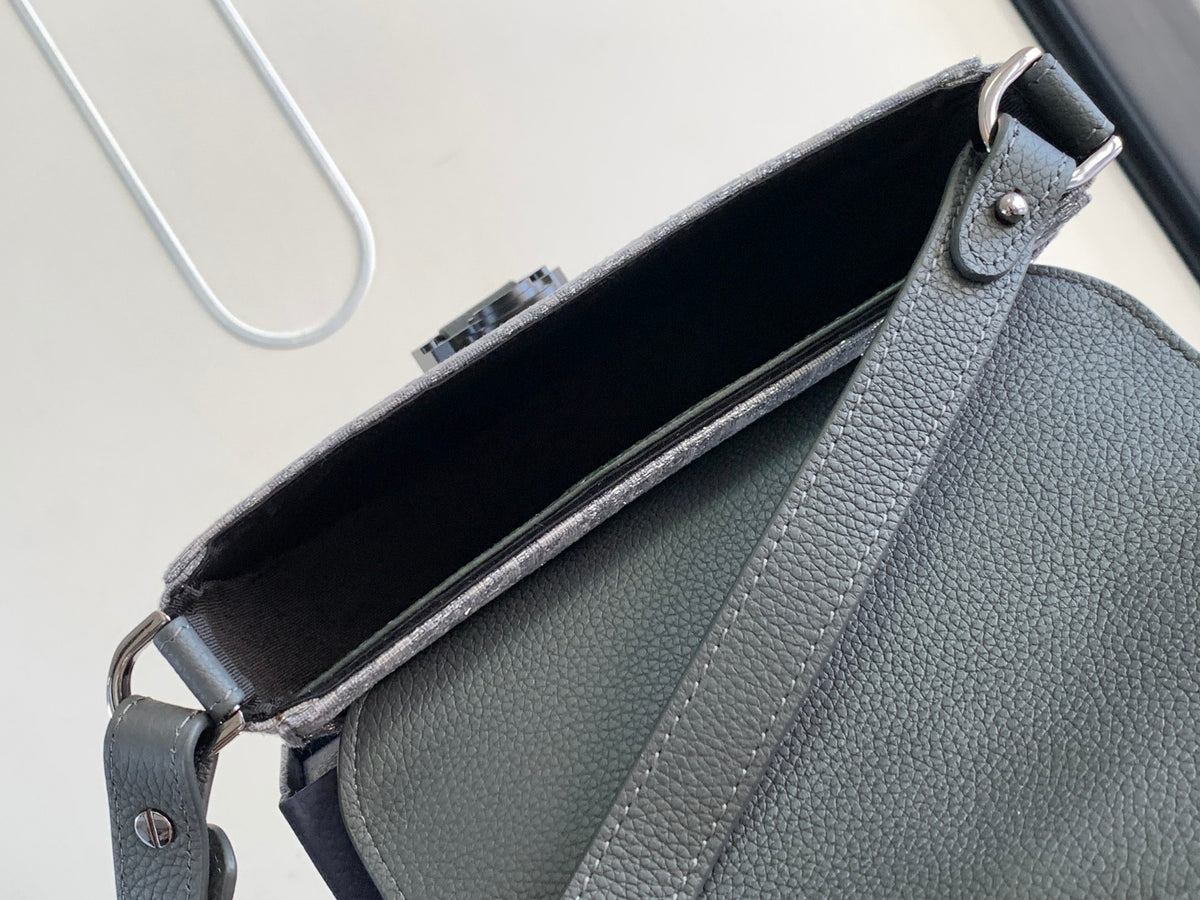 Клатч Dior Saddle з текстилю й натуральної шкіри, сірий — фото 8