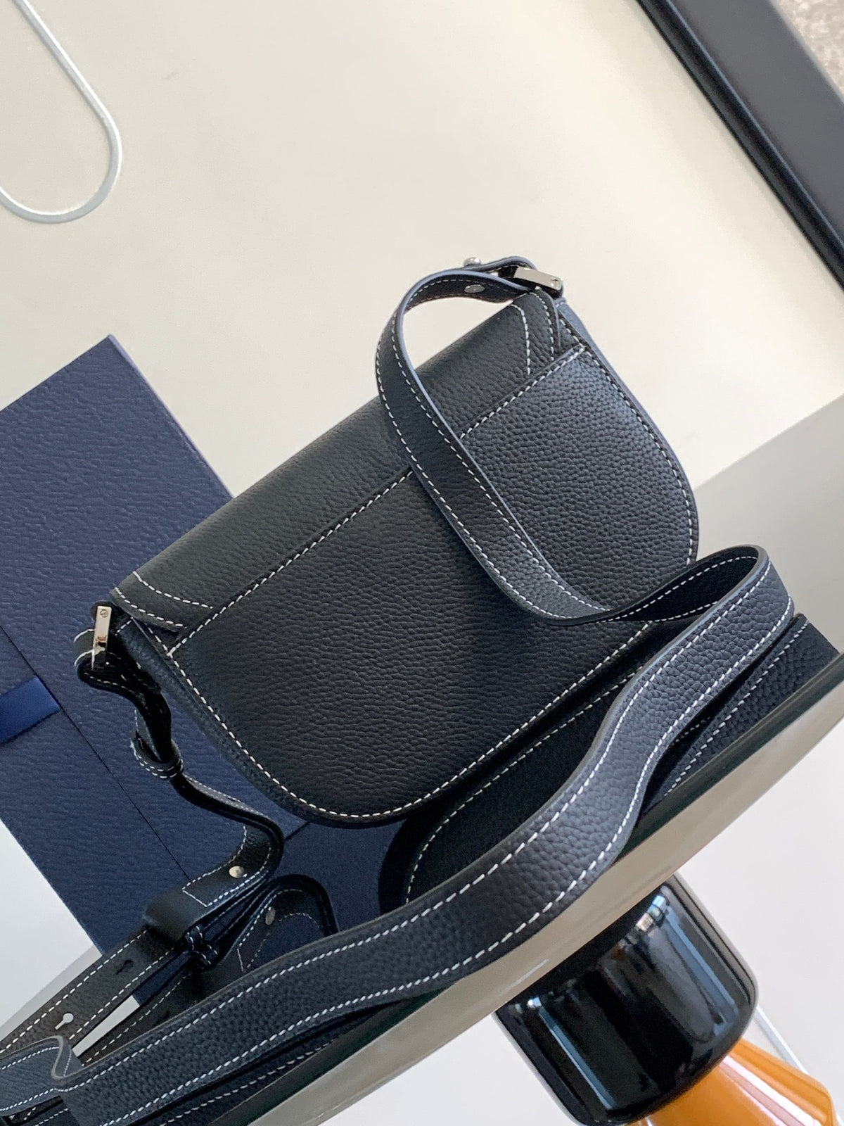 Клатч Dior Saddle із зернистої натуральної шкіри, чорний — фото 3