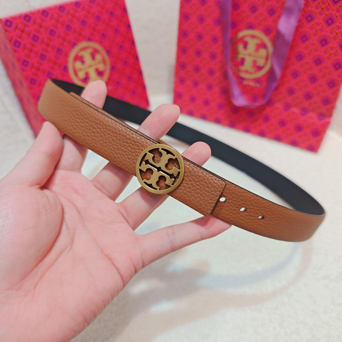 Ремінь Tory Burch з натуральної шкіри теляти — фото 1