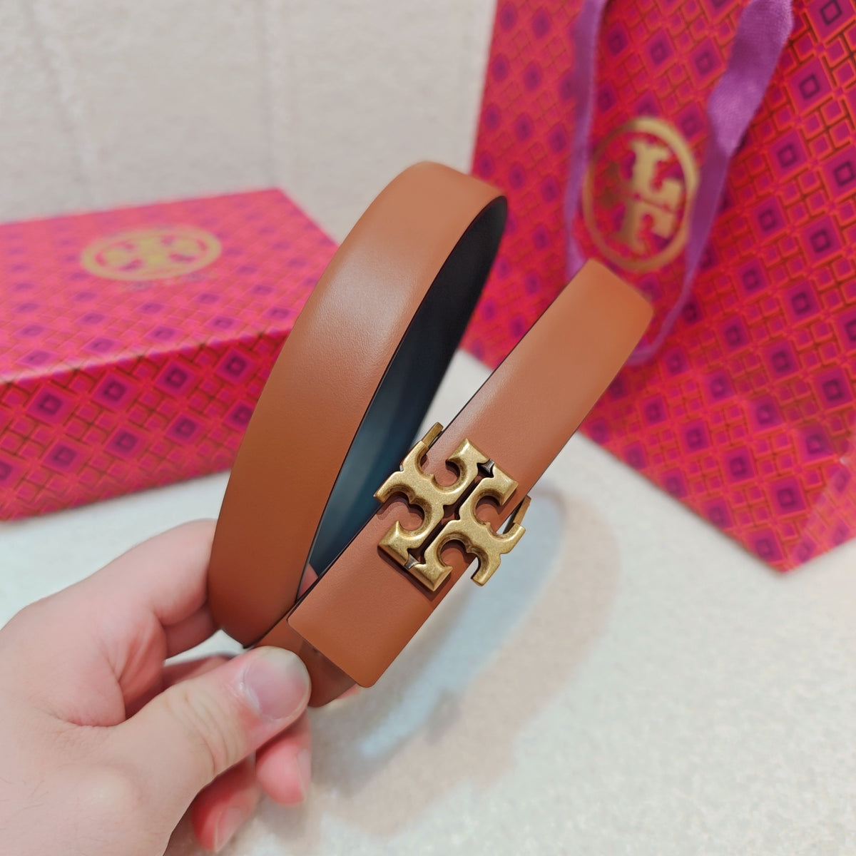 Ремінь Tory Burch з натуральної шкіри теляти — фото 2