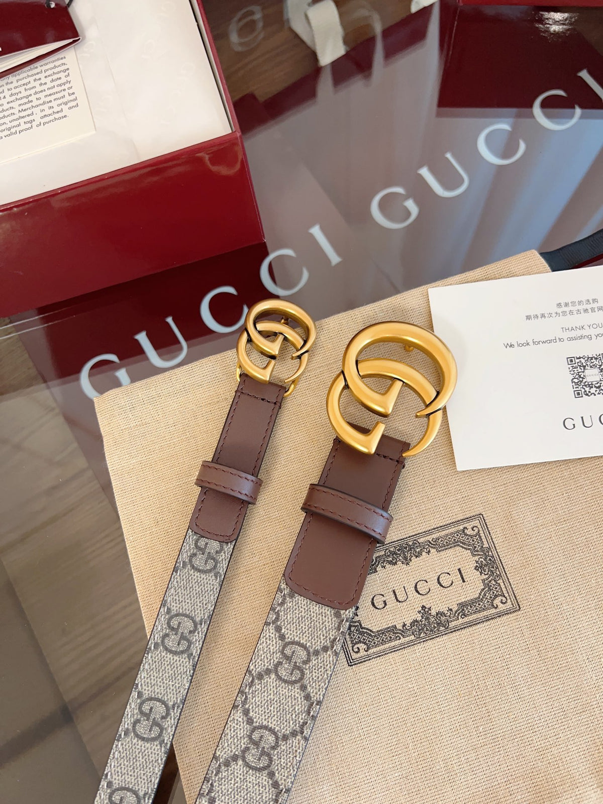 Ремінь Gucci GG Supreme з текстилю й натуральної шкіри — фото 6