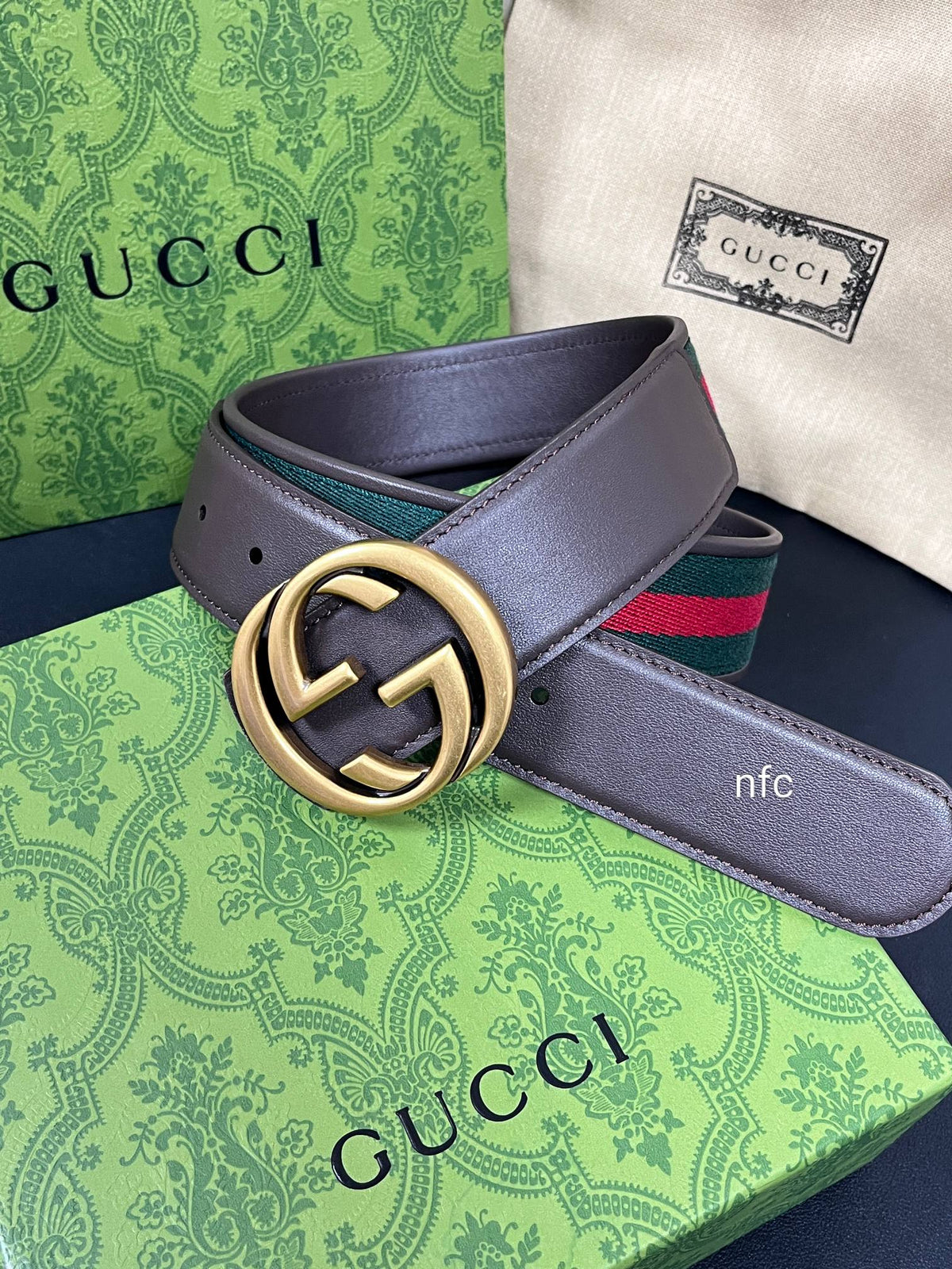 Ремінь Gucci Double G з текстилю й натуральної шкіри — фото 6