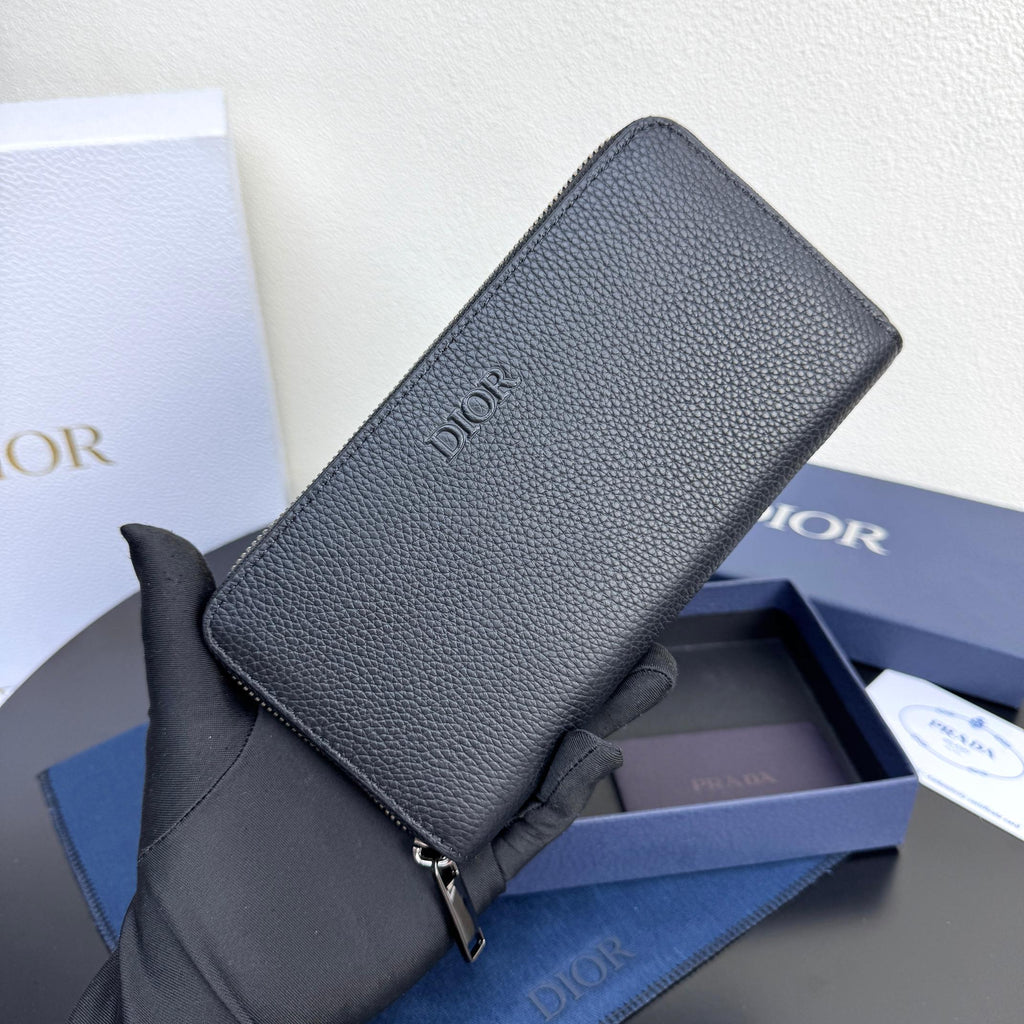 Гаманець Dior з натуральної шкіри, чорний — фото 1