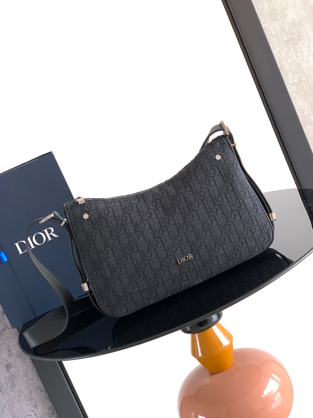 Сумка Dior Slider з текстилю й натуральної шкіри, чорна — фото 1