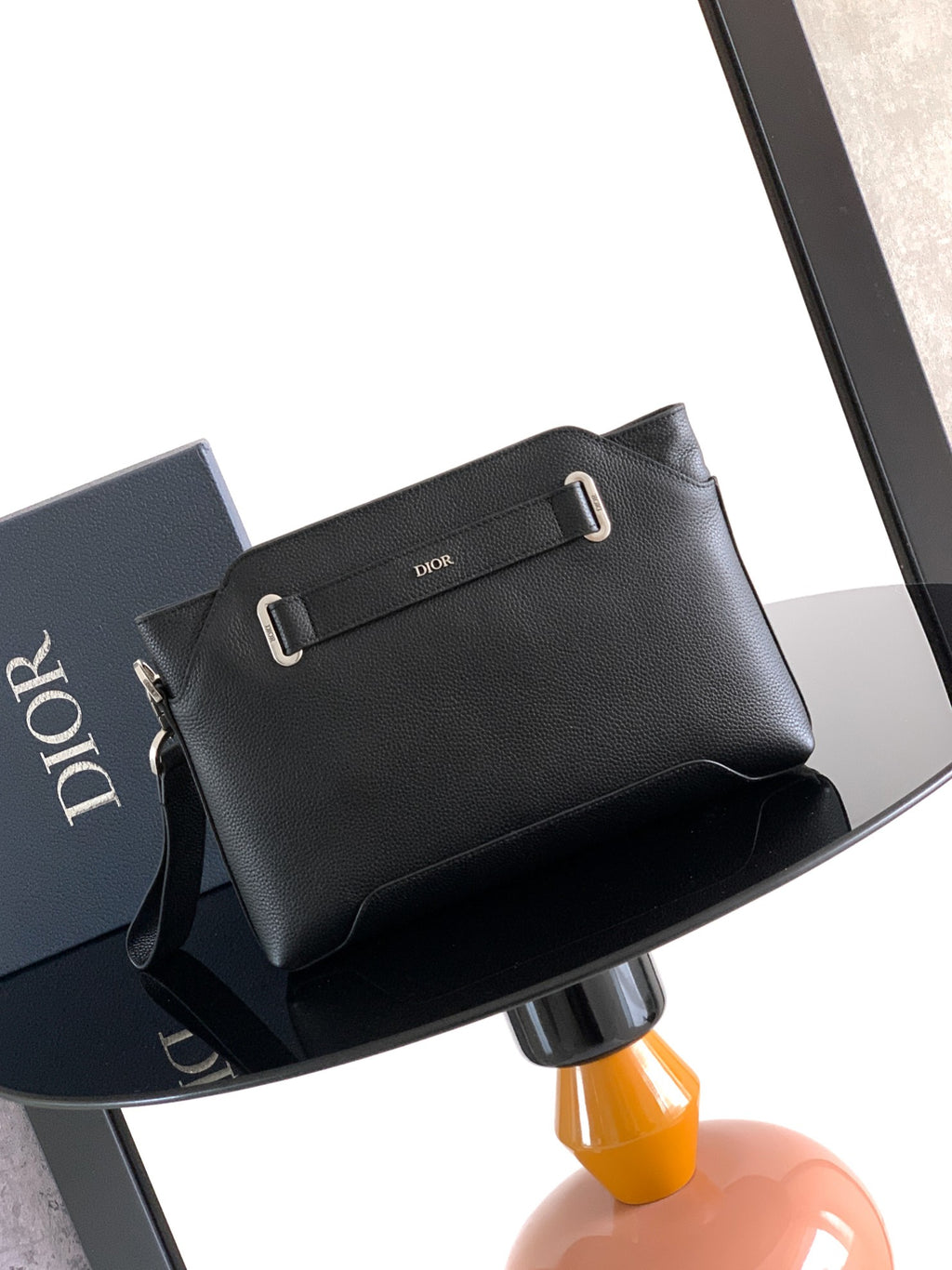 Клатч Dior Normandie із зернистої натуральної шкіри, чорний — фото 1