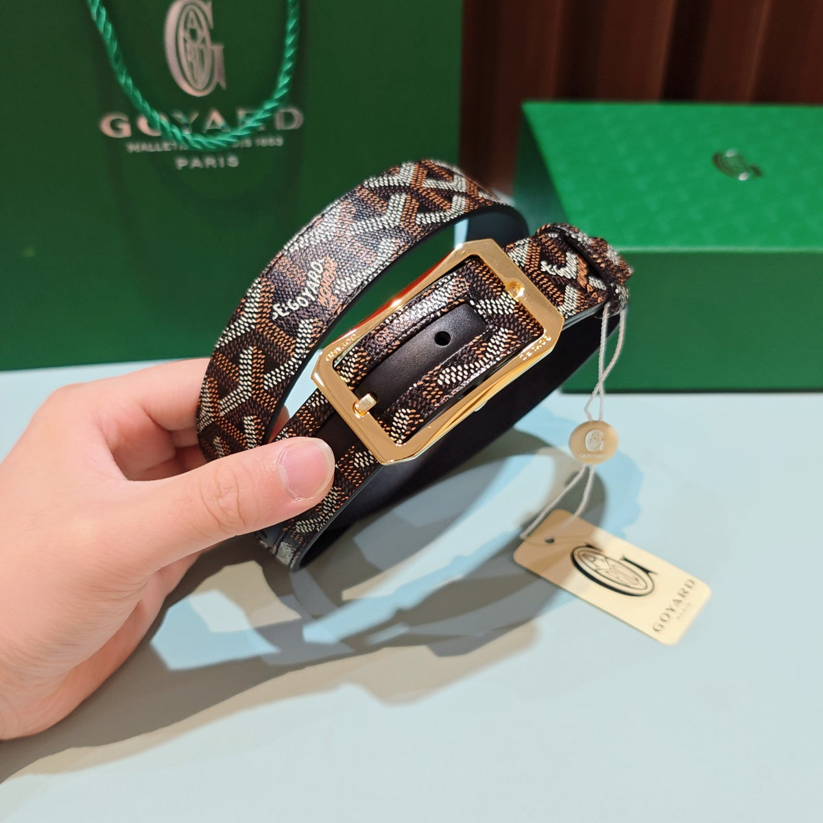 Ремінь Goyard з натуральної шкіри — фото 4