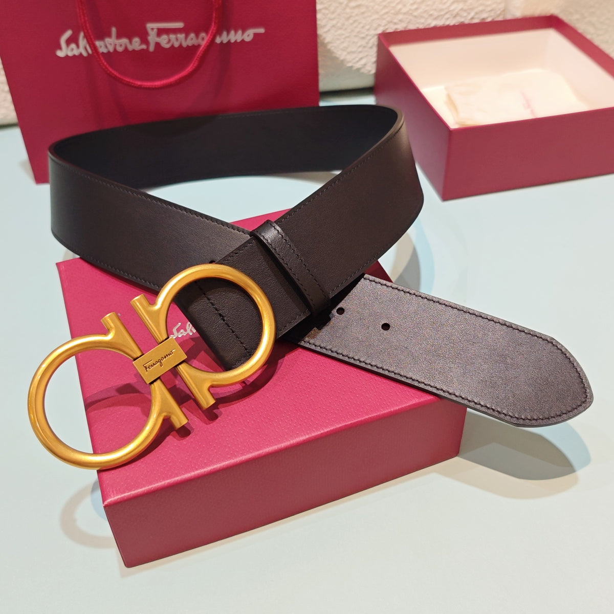 Ремінь Salvatore Ferragamo з натуральної шкіри — фото 3