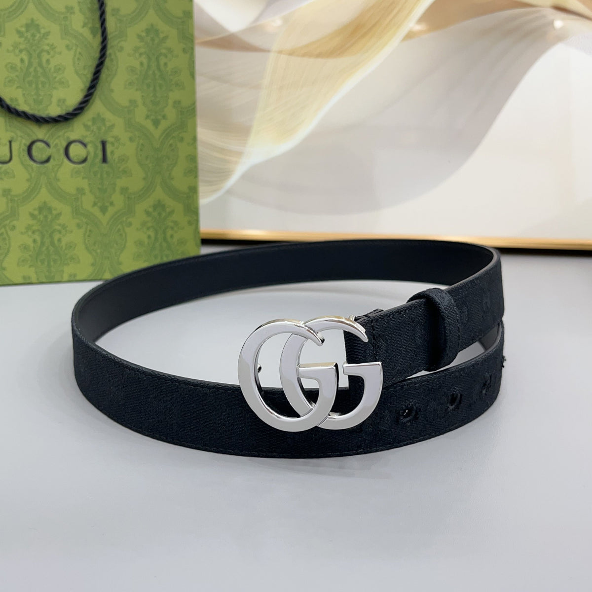 Ремінь Gucci з текстилю й натуральної шкіри — фото 4