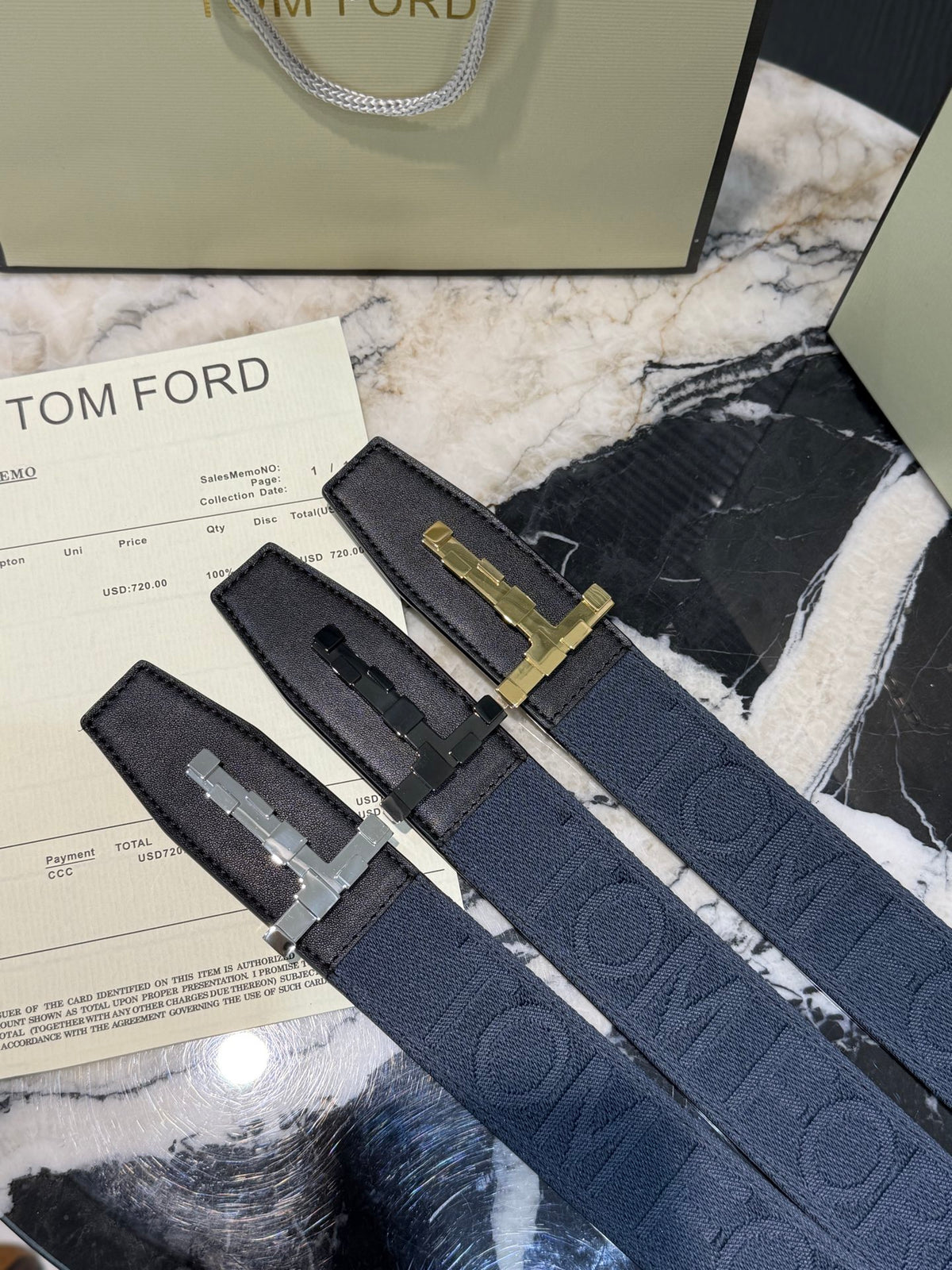 Ремінь Tom Ford з полотна та натуральної шкіри