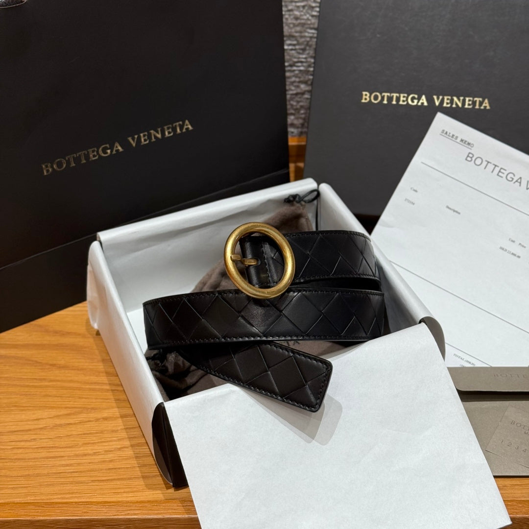 Плетений ремінь Bottega Veneta з натуральної шкіри — фото 1