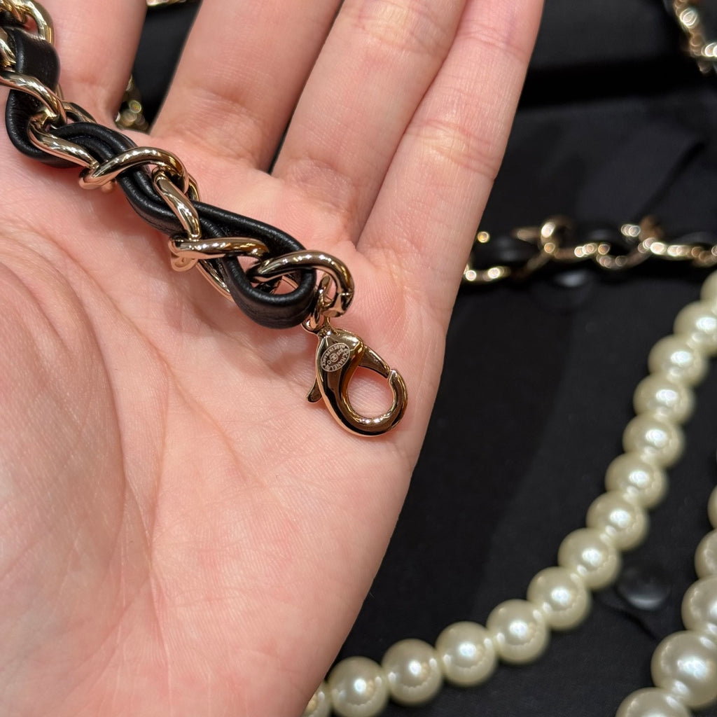 Плетений ремінь Chanel з натуральної шкіри з перлинним декором — фото 6