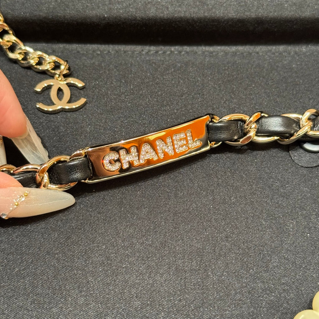 Плетений ремінь Chanel з натуральної шкіри з перлинним декором — фото 5