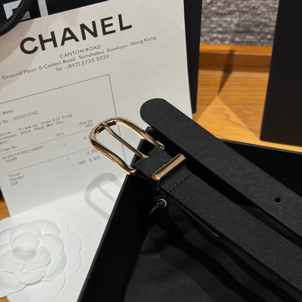 Ремінь Chanel з натуральної шкіри теляти з пряжкою-штифтом — фото 3