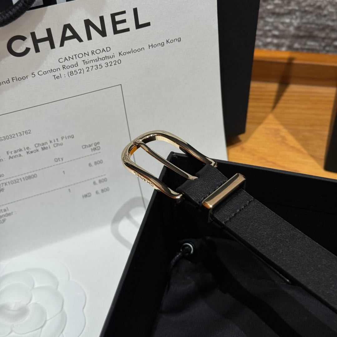 Ремінь Chanel з натуральної шкіри теляти з пряжкою-штифтом — фото 4