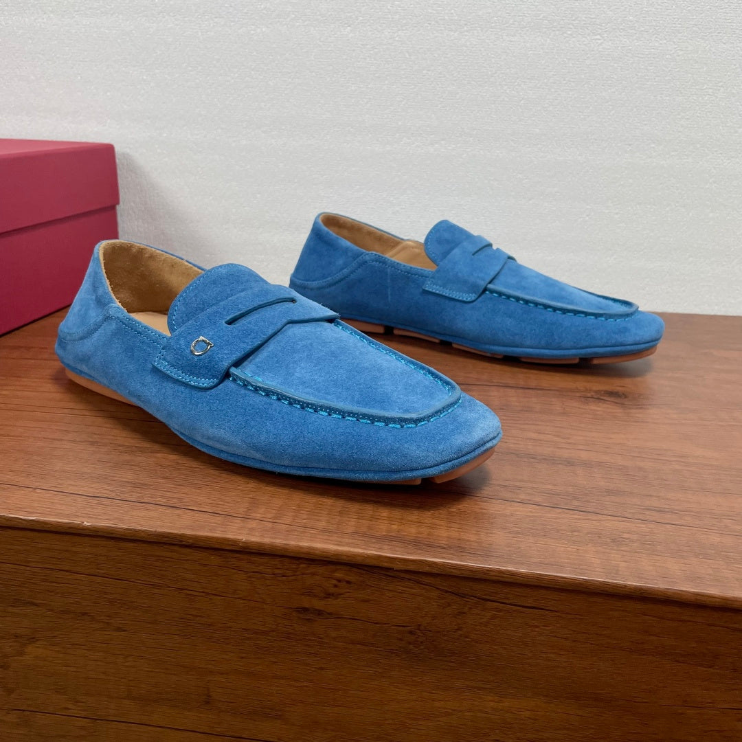 Чоловічі шкіряні лофери Ferragamo сірі