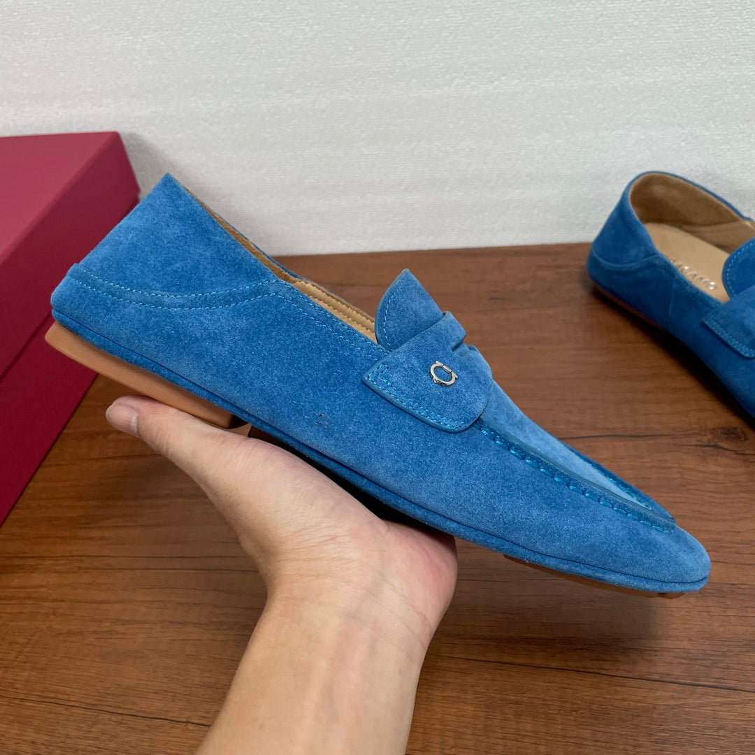 Чоловічі шкіряні лофери Ferragamo сірі