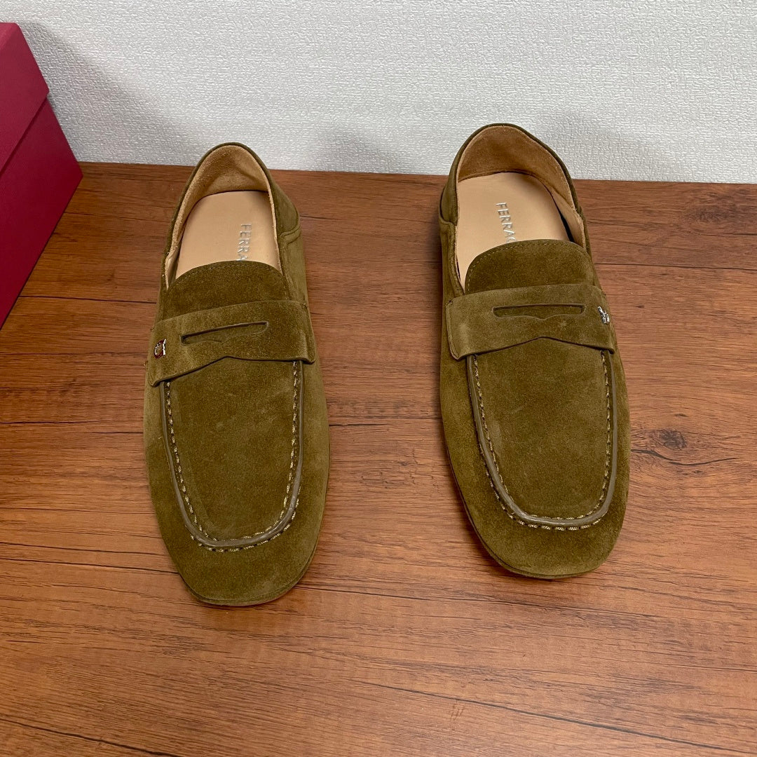 Чоловічі шкіряні лофери Ferragamo сірі
