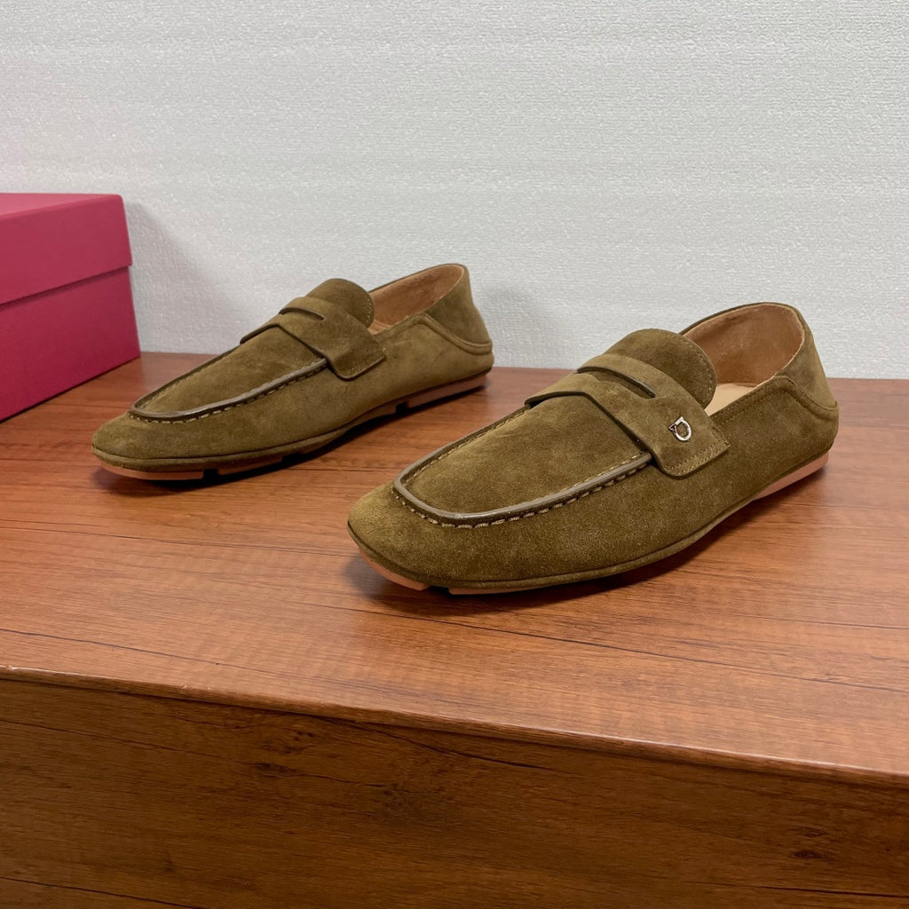 Чоловічі шкіряні лофери Ferragamo сірі