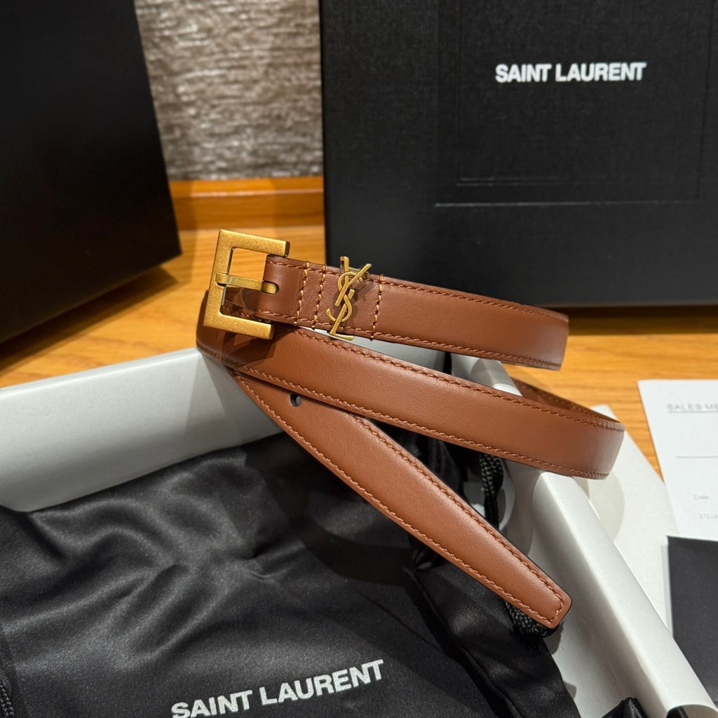 Ремінь Saint Laurent з натуральної шкіри теляти з пряжкою-штифтом — фото 2