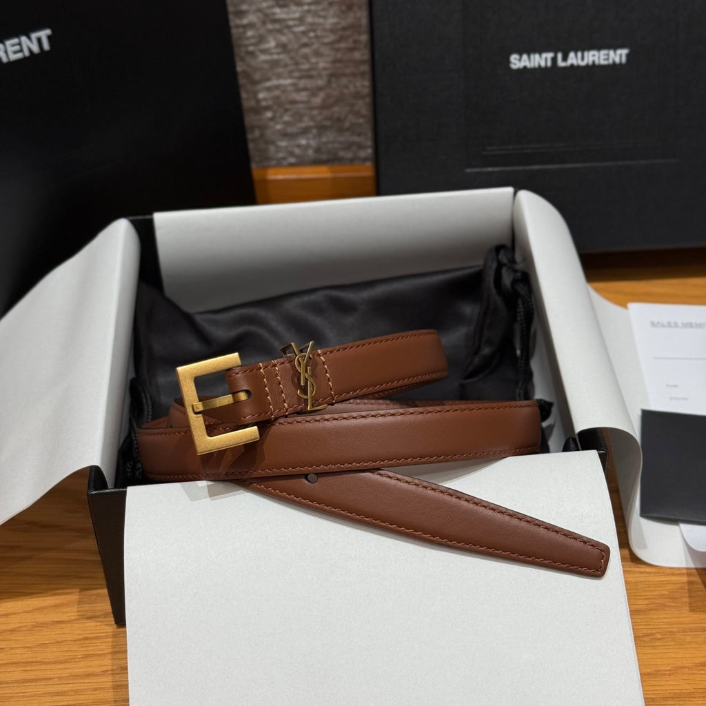 Ремінь Saint Laurent з натуральної шкіри теляти з пряжкою-штифтом — фото 1