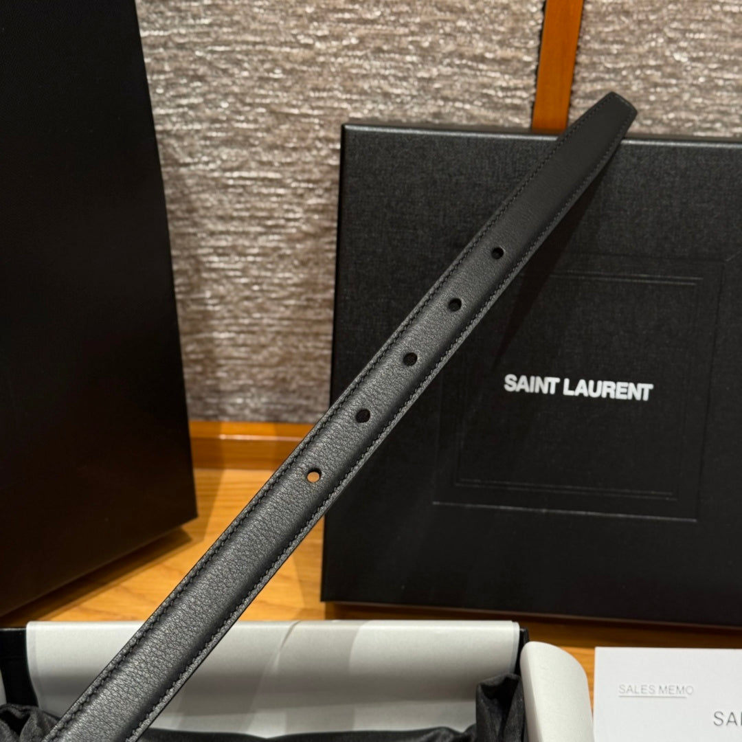 Ремінь Saint Laurent з натуральної шкіри теляти з пряжкою-штифтом — фото 5
