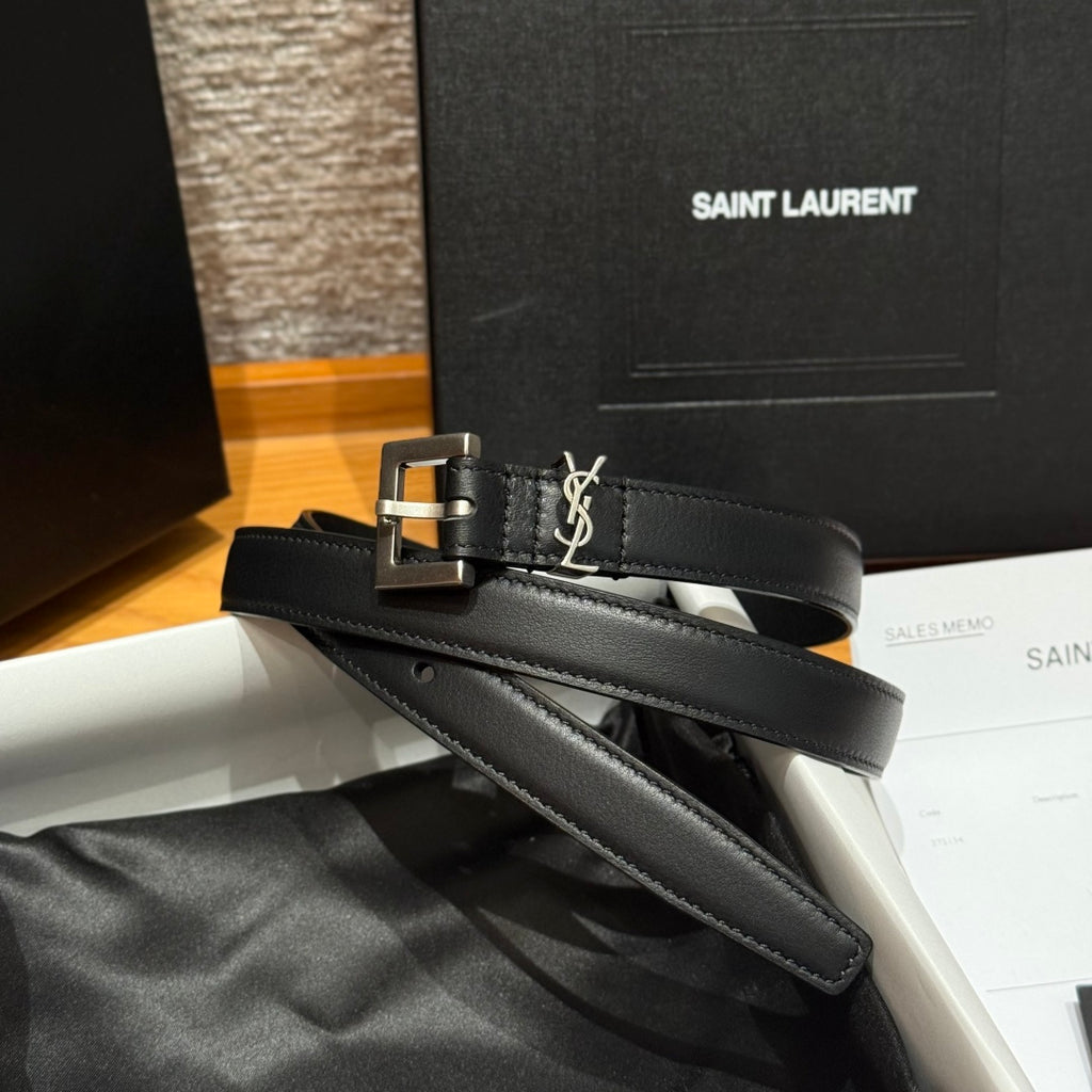 Ремінь Saint Laurent з натуральної шкіри теляти з пряжкою-штифтом — фото 2
