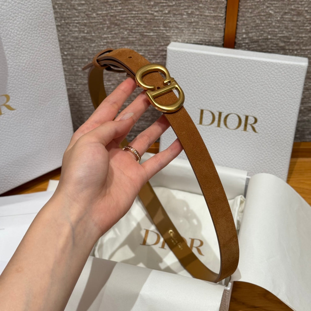 Ремінь Dior з натуральної замші із золотистою пряжкою — фото 4