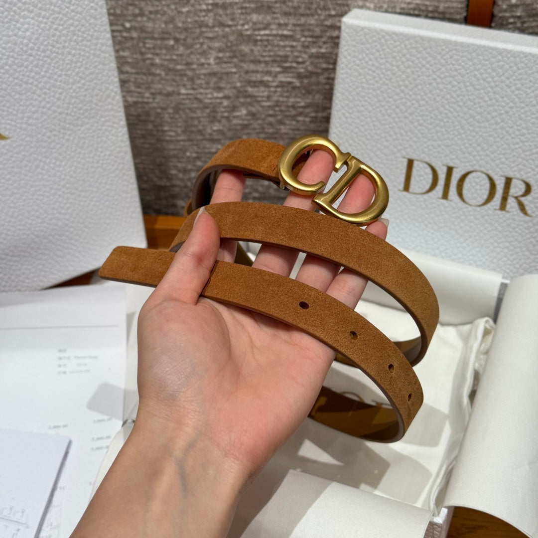 Ремінь Dior з натуральної замші із золотистою пряжкою — фото 2