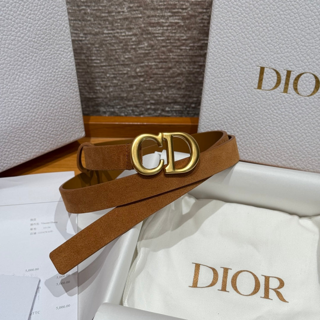 Ремінь Dior з натуральної замші із золотистою пряжкою — фото 3