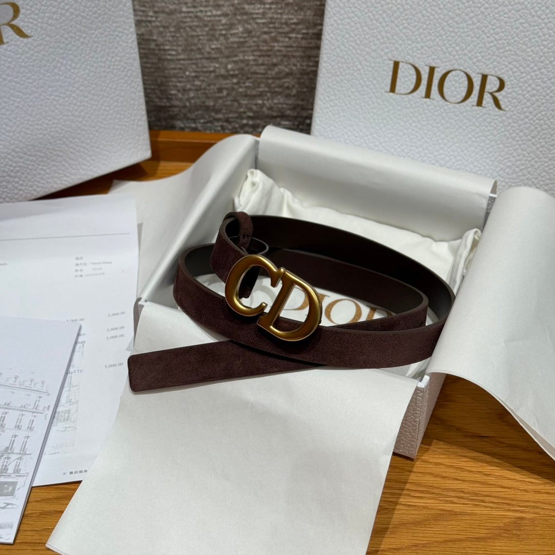 Ремінь Dior з натуральної замші із золотистою пряжкою — фото 1