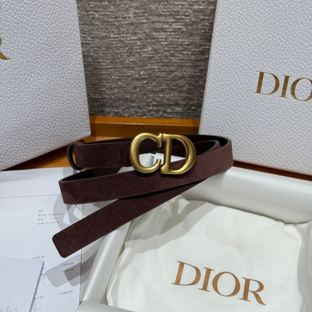 Ремінь Dior з натуральної замші із золотистою пряжкою — фото 2
