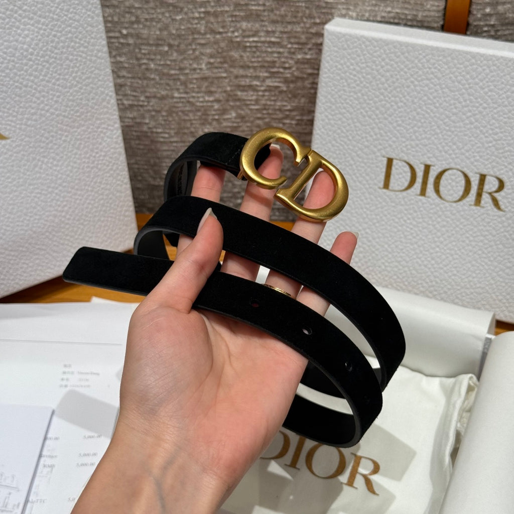 Ремінь Dior з натуральної замші із золотистою пряжкою — фото 3