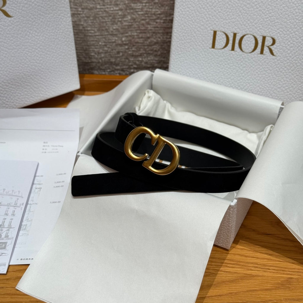 Ремінь Dior з натуральної замші із золотистою пряжкою — фото 1