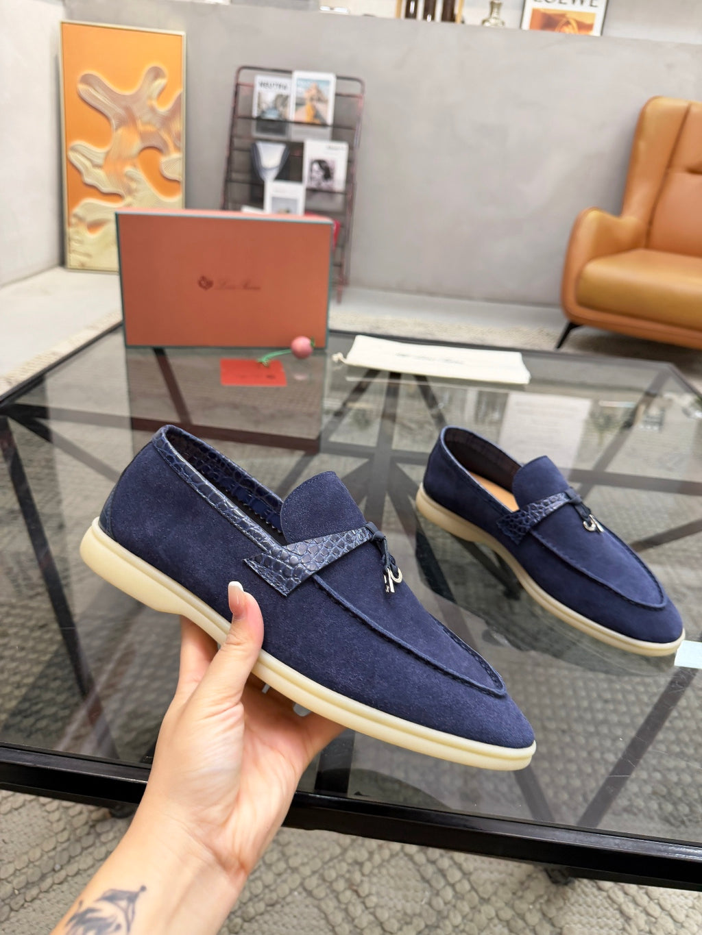 Шкіряні із замшею лофери Loro Piana