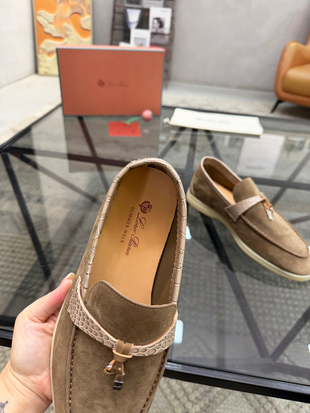 Шкіряні із замшею лофери Loro Piana