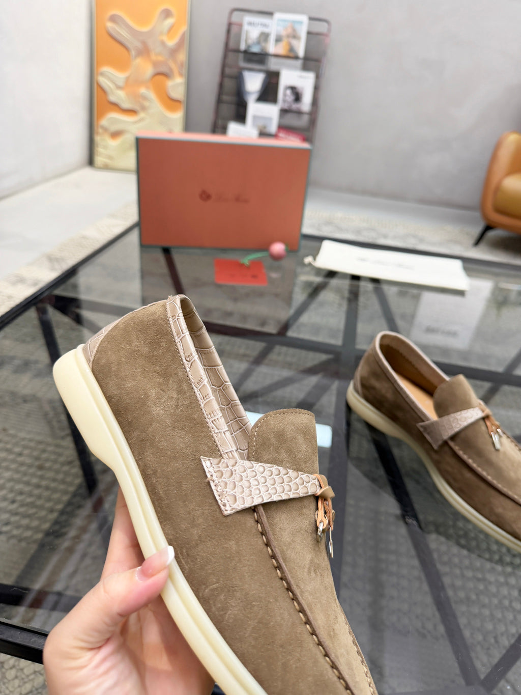 Шкіряні із замшею лофери Loro Piana