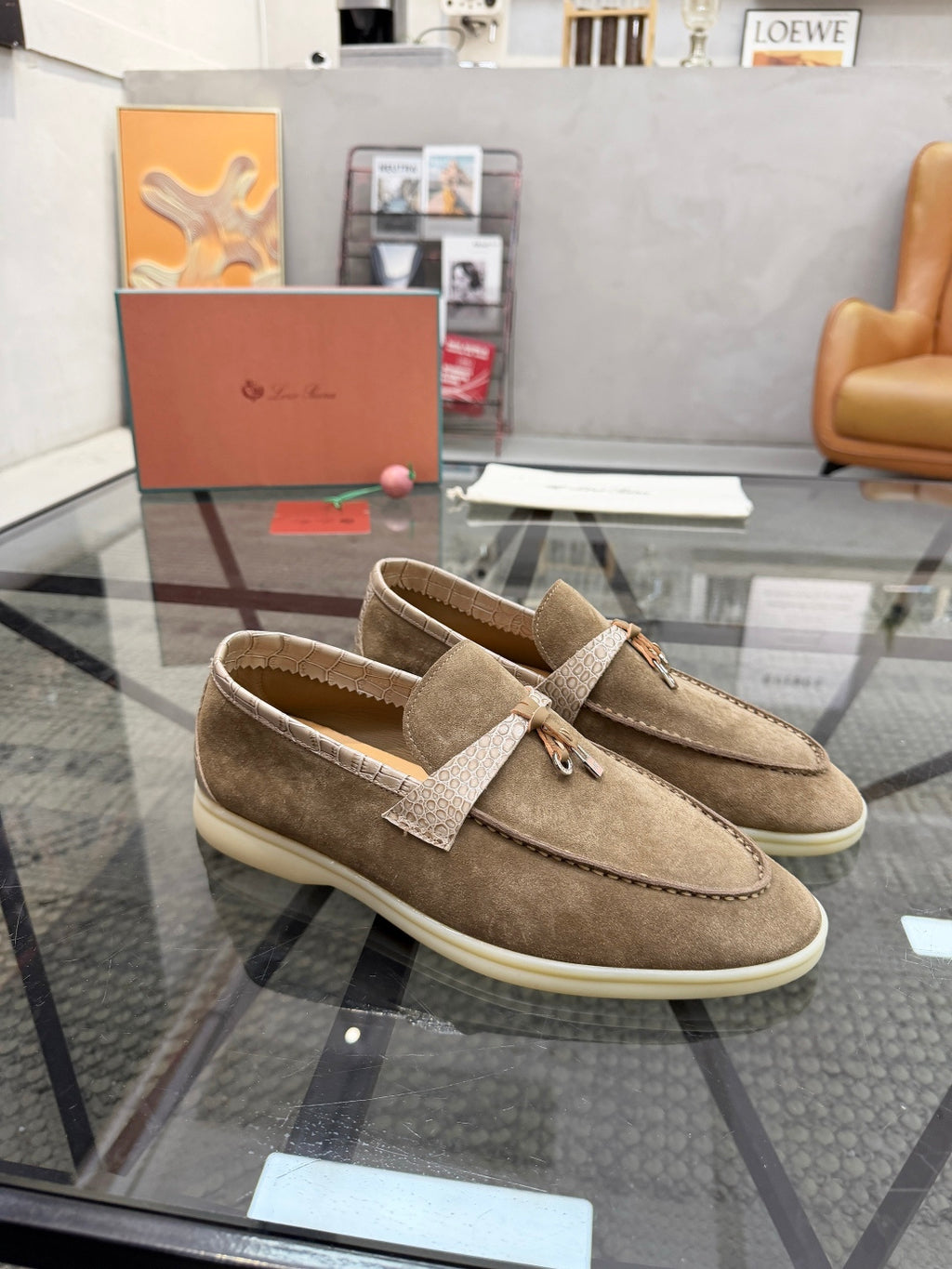 Шкіряні із замшею лофери Loro Piana