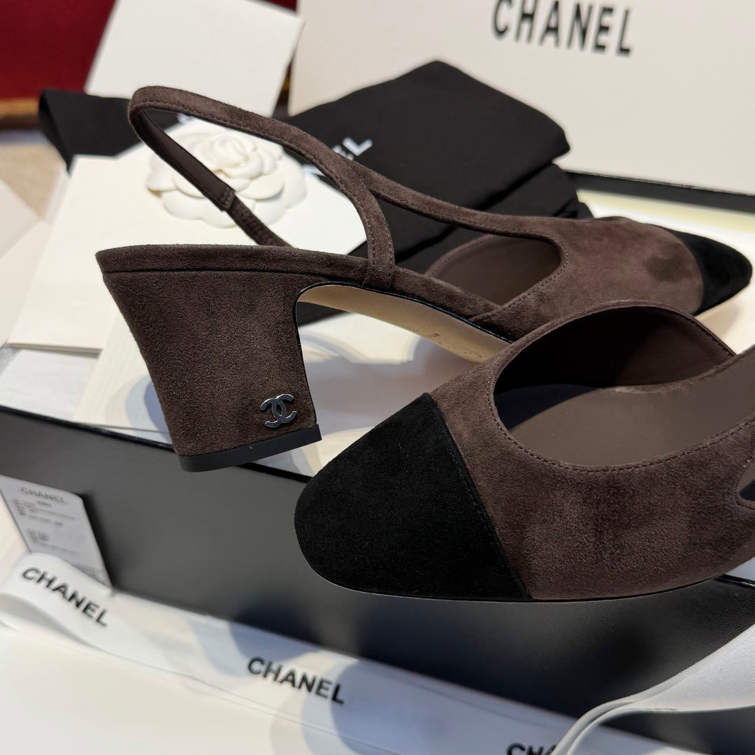 Жіночі елегантні замшеві туфлі Chanel Slingback
