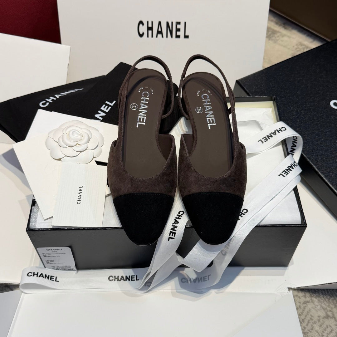 Жіночі елегантні замшеві туфлі Chanel Slingback