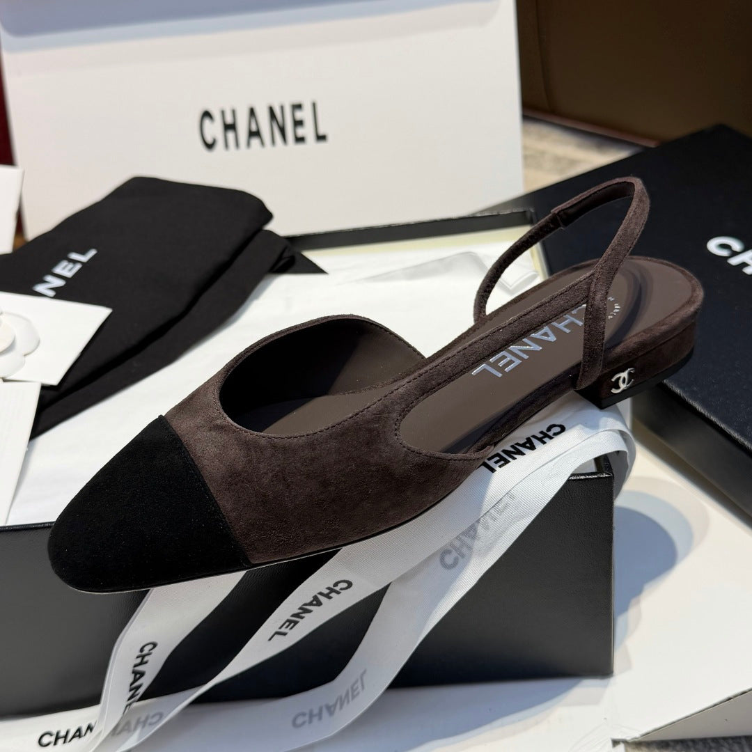 Жіночі елегантні замшеві туфлі Chanel Slingback