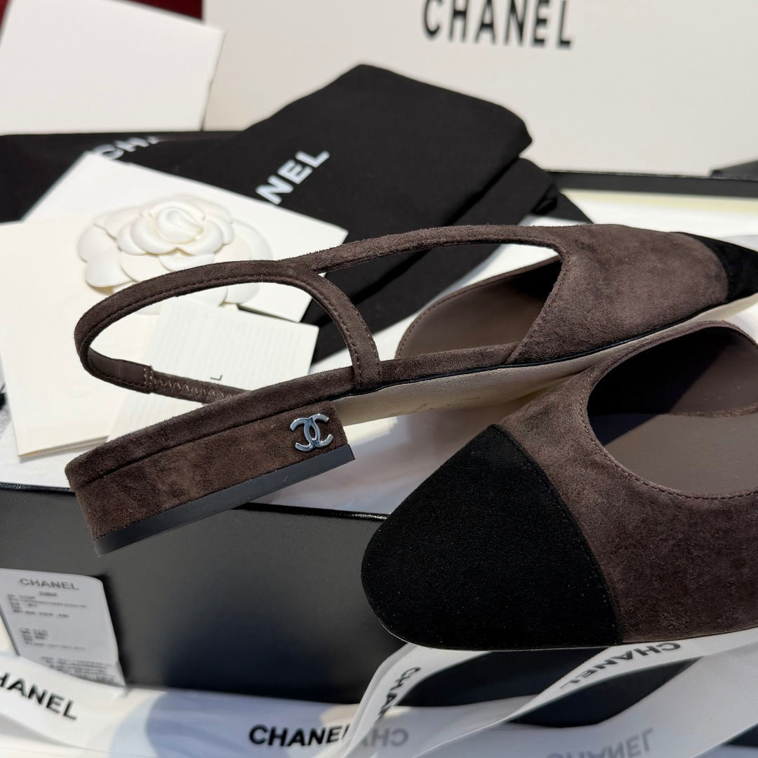 Жіночі елегантні замшеві туфлі Chanel Slingback