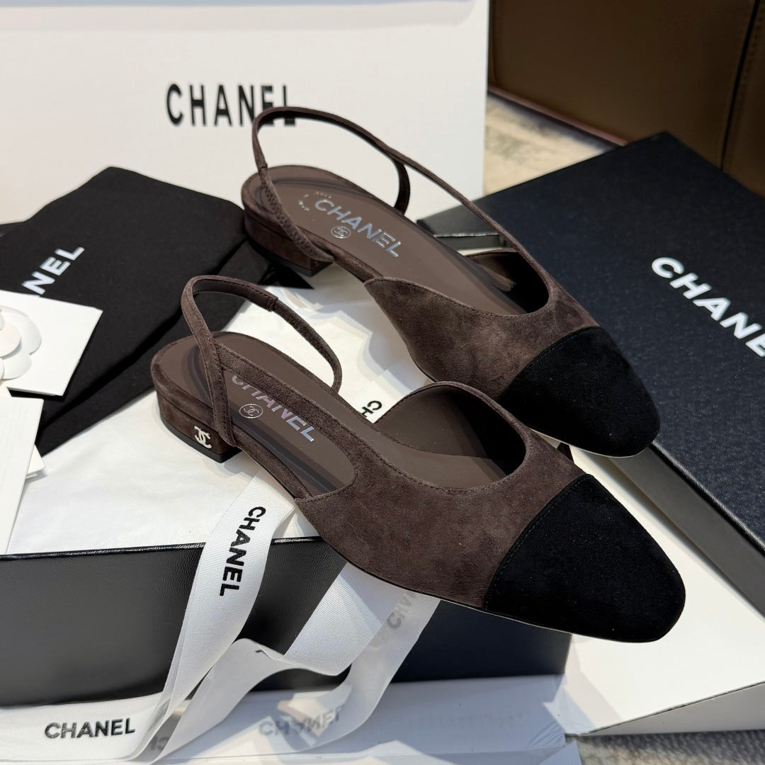 Жіночі елегантні замшеві туфлі Chanel Slingback