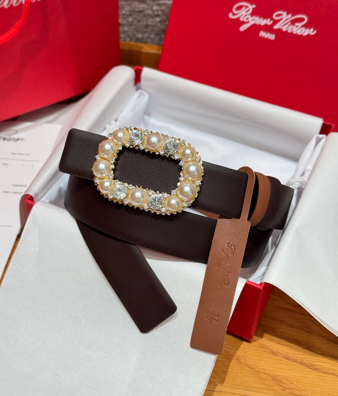 Ремінь Roger Vivier з деніму та натуральної шкіри