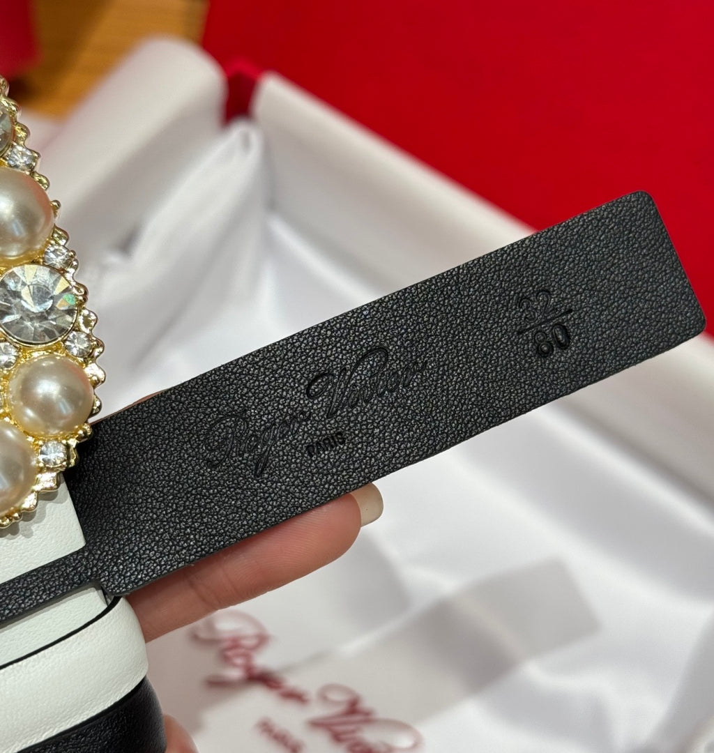 Ремінь Roger Vivier з деніму та натуральної шкіри