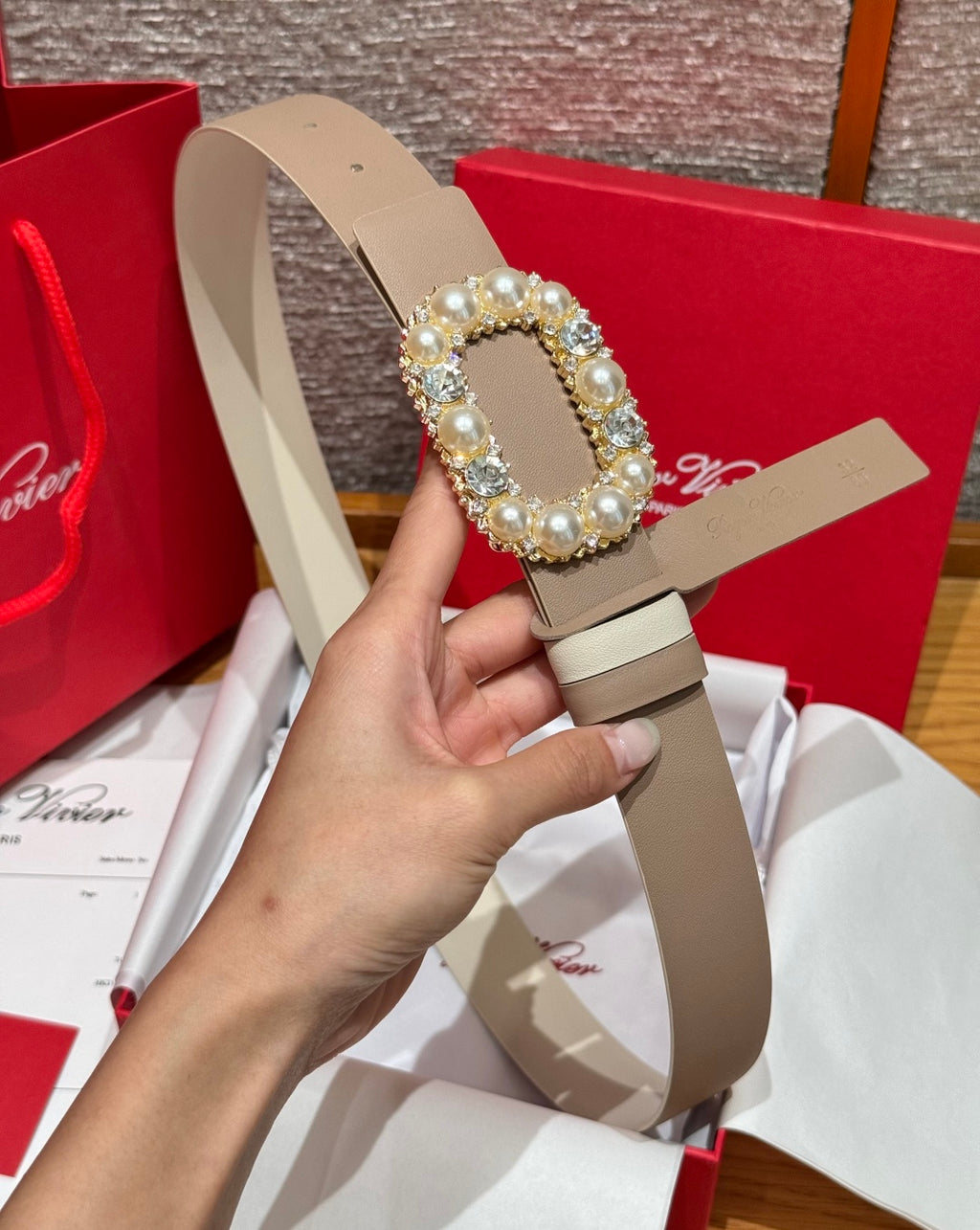 Ремінь Roger Vivier з деніму та натуральної шкіри