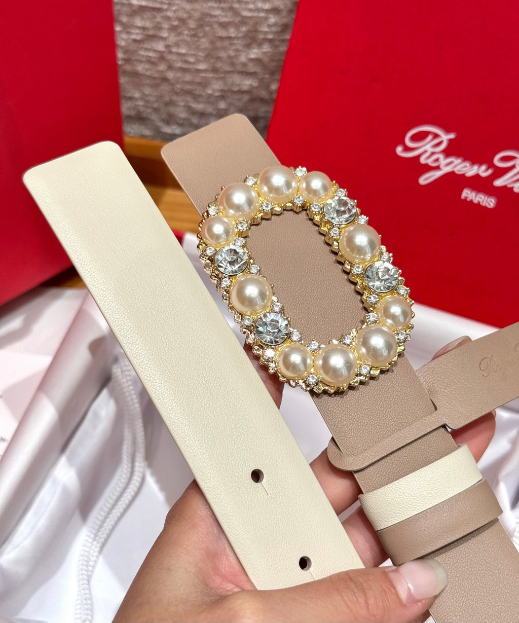 Ремінь Roger Vivier з деніму та натуральної шкіри