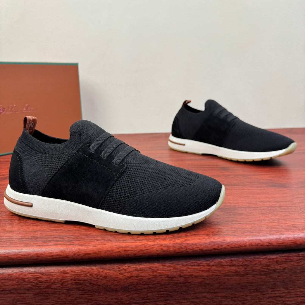 Вовняні із замшею кросівки Loro Piana 360 LP Flexy Walk — чорний
