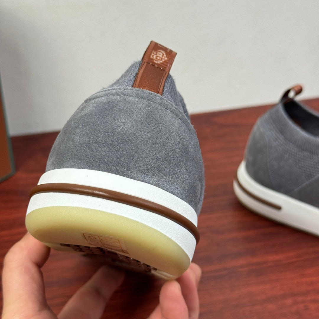 Вовняні із замшею кросівки Loro Piana 360 LP Flexy Walk — темно-сірий