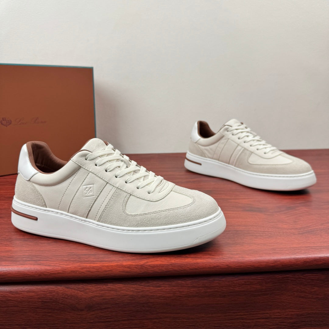 Шкіряні із замшею кросівки Loro Piana Tennis Walk — білий
